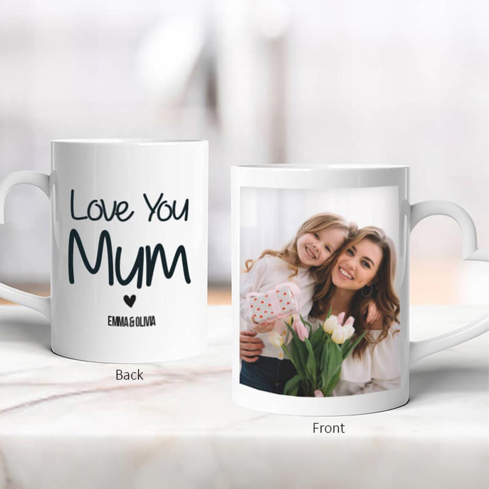 Personalised Love You Mum Heart Handle Mug - One Image