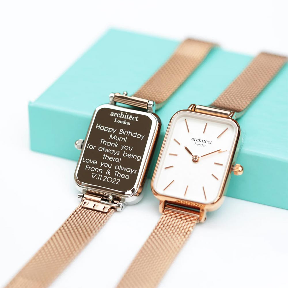 Personalised Architect Lille Rose Gold Engraved Watch