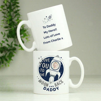 Click to view product details and reviews for Personalised Dad Moon Back Photo Upload Mug.