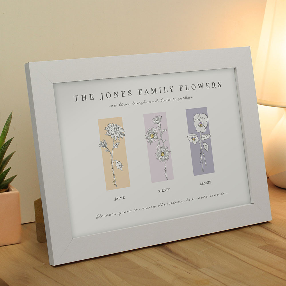 Personalised Family Flower Of The Month Framed Print