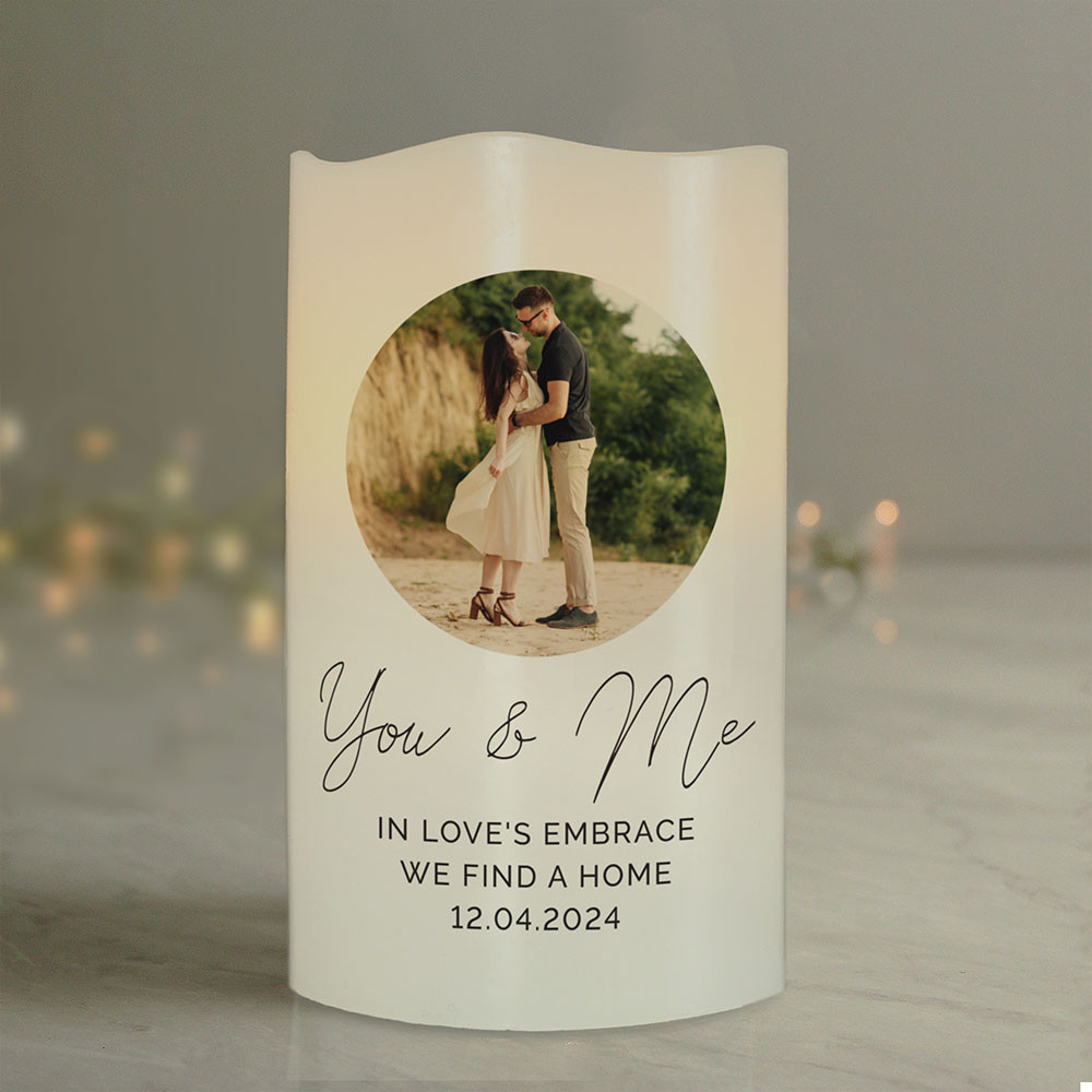 Personalised Photo Upload Couples LED Candle