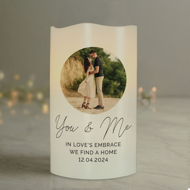 Click to view product details and reviews for Personalised Photo Upload Couples Led Candle.