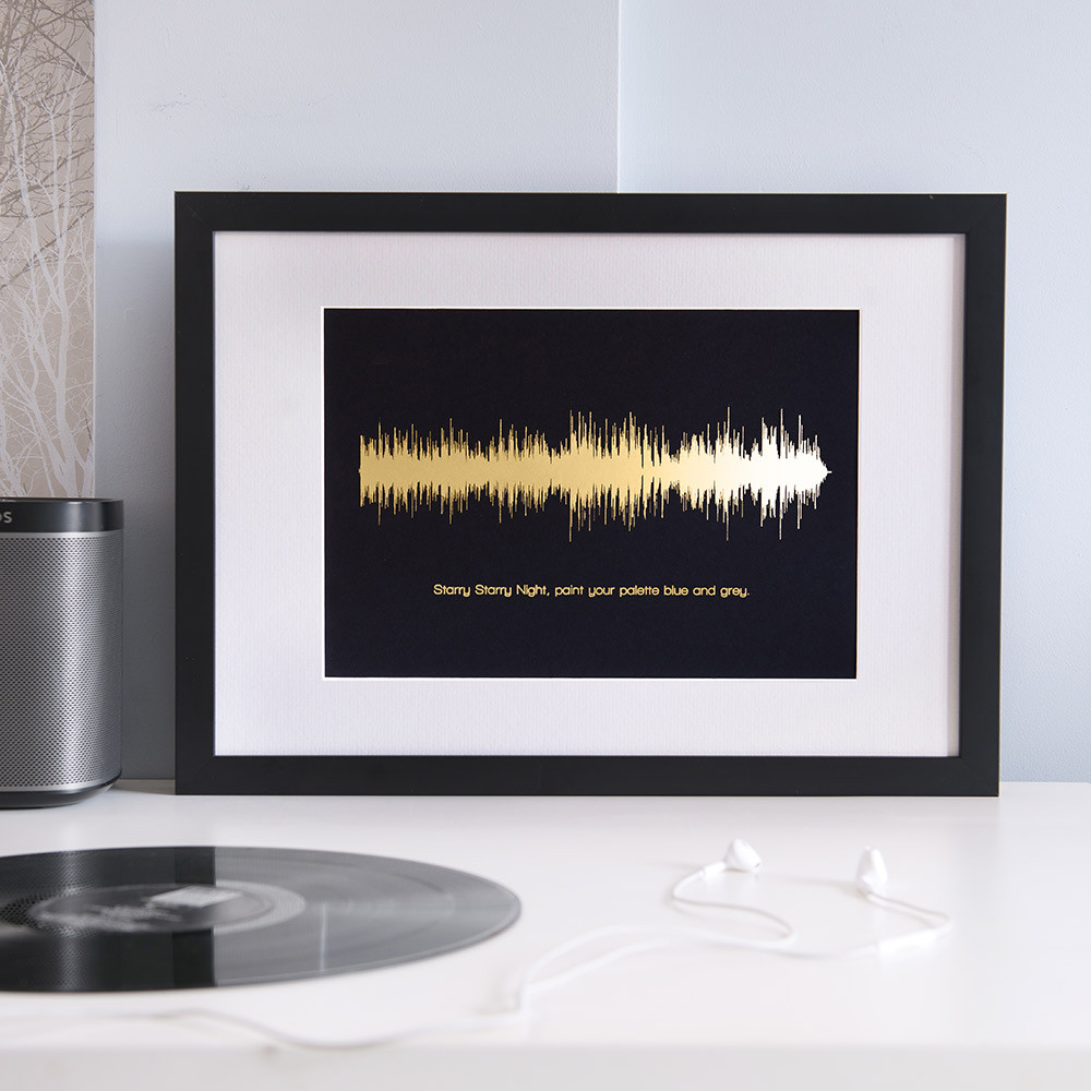 Personalised Metallic Sound Wave A3 Framed Print