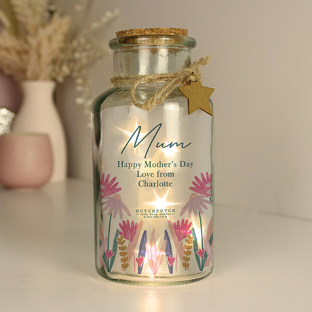 Personalised Wild Flower LED Glass Jar