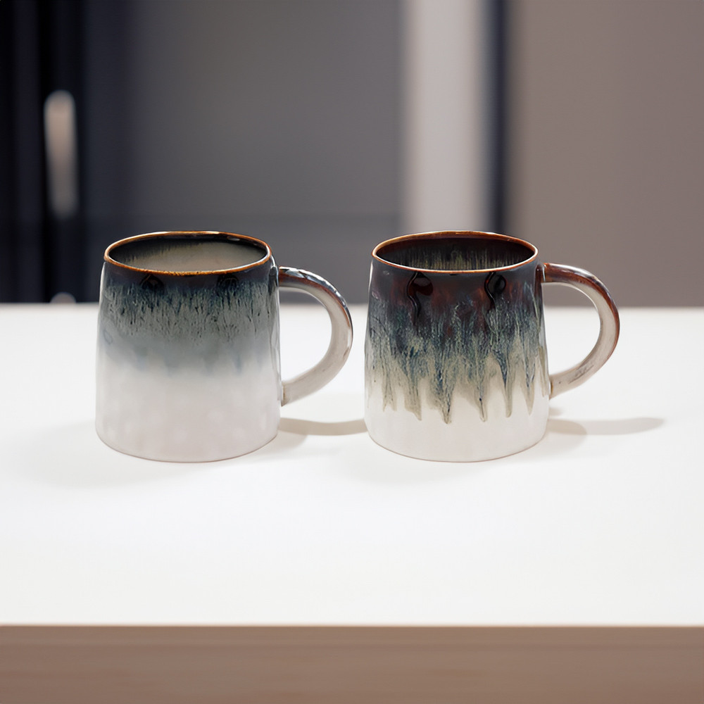 Reactive Glaze Dark Mugs - Set of 2