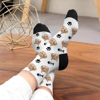 Click to view product details and reviews for Personalised Cat Photo Socks Womens.