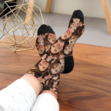 Click to view product details and reviews for Personalised Multi Face Photo Socks Womens.