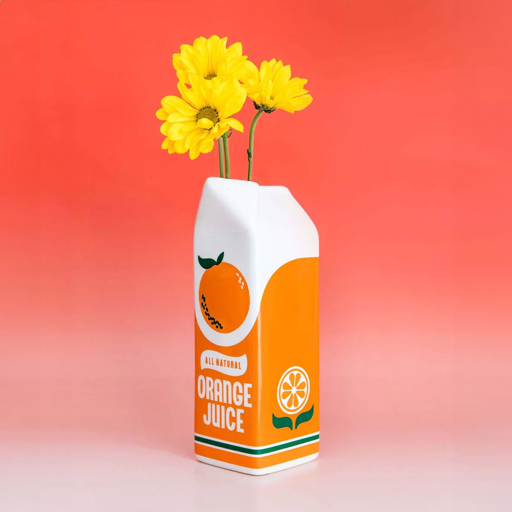 Retro Design Orange Juice Carton Vase