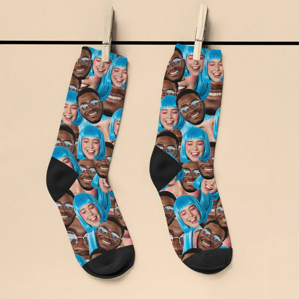 Personalised Couple Face Photo Socks - Men's