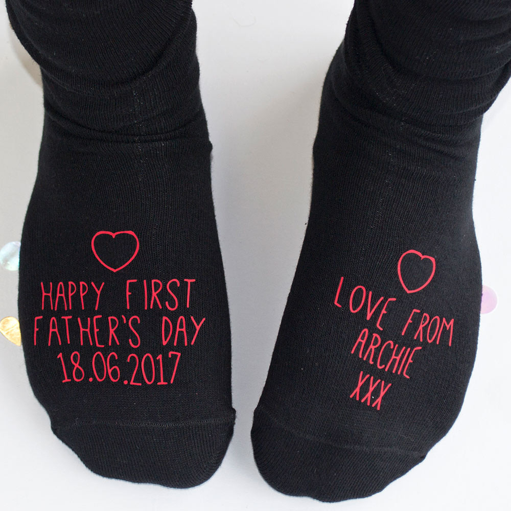 Personalised First Fathers Day Socks black