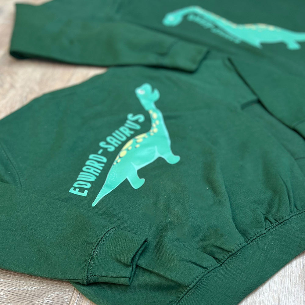 Personalised Dinosaur Matching Jumpers green