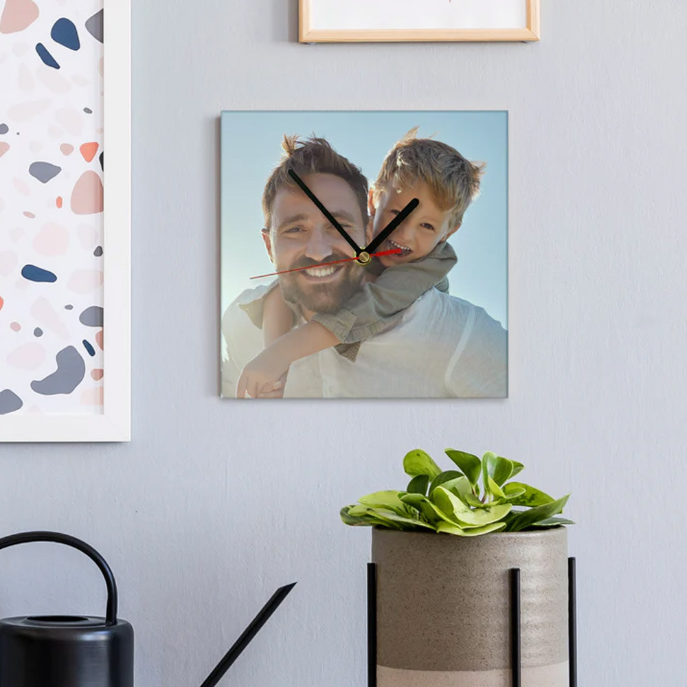 Personalised Photo Glass Square Wall Clock Small (20cm)