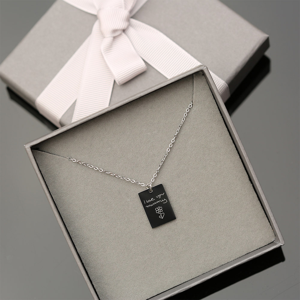 Personalised Silver Necklace Own Handwriting Engraving