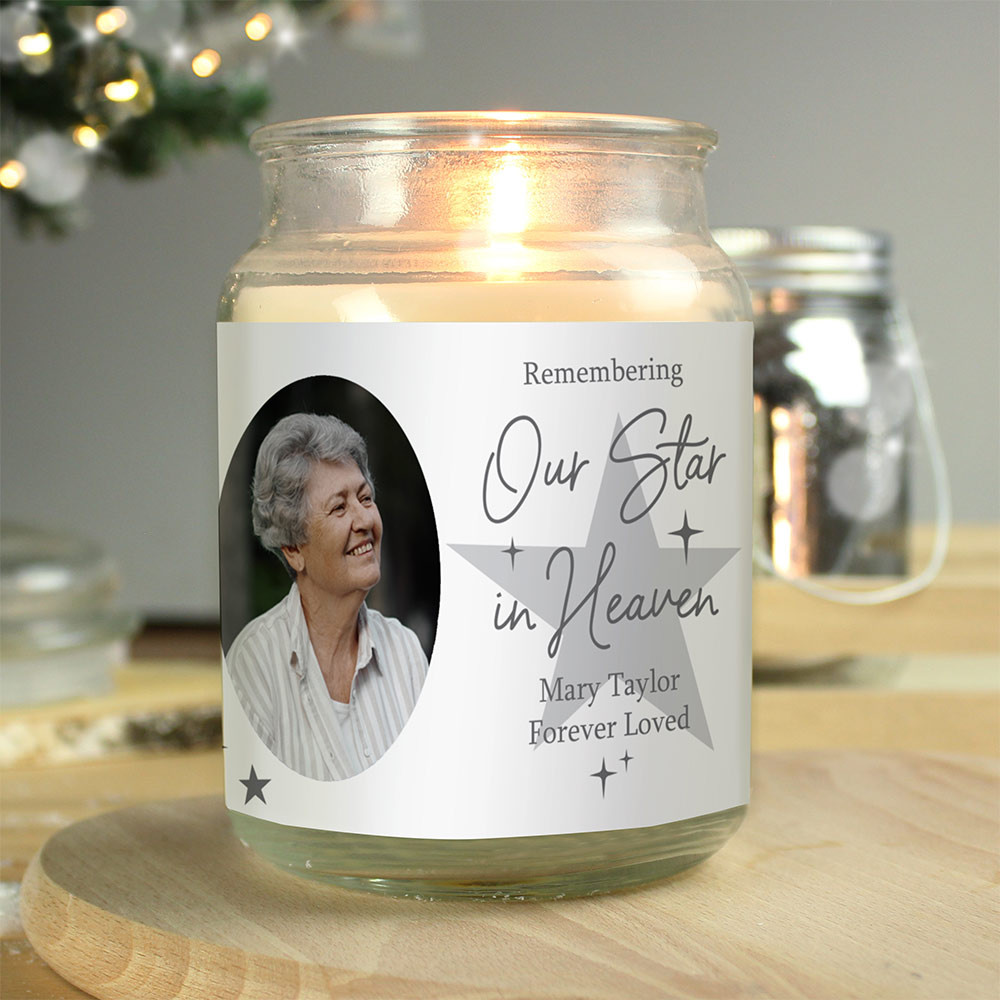 Personalised Star in Heaven Photo Large Scented Jar Candle