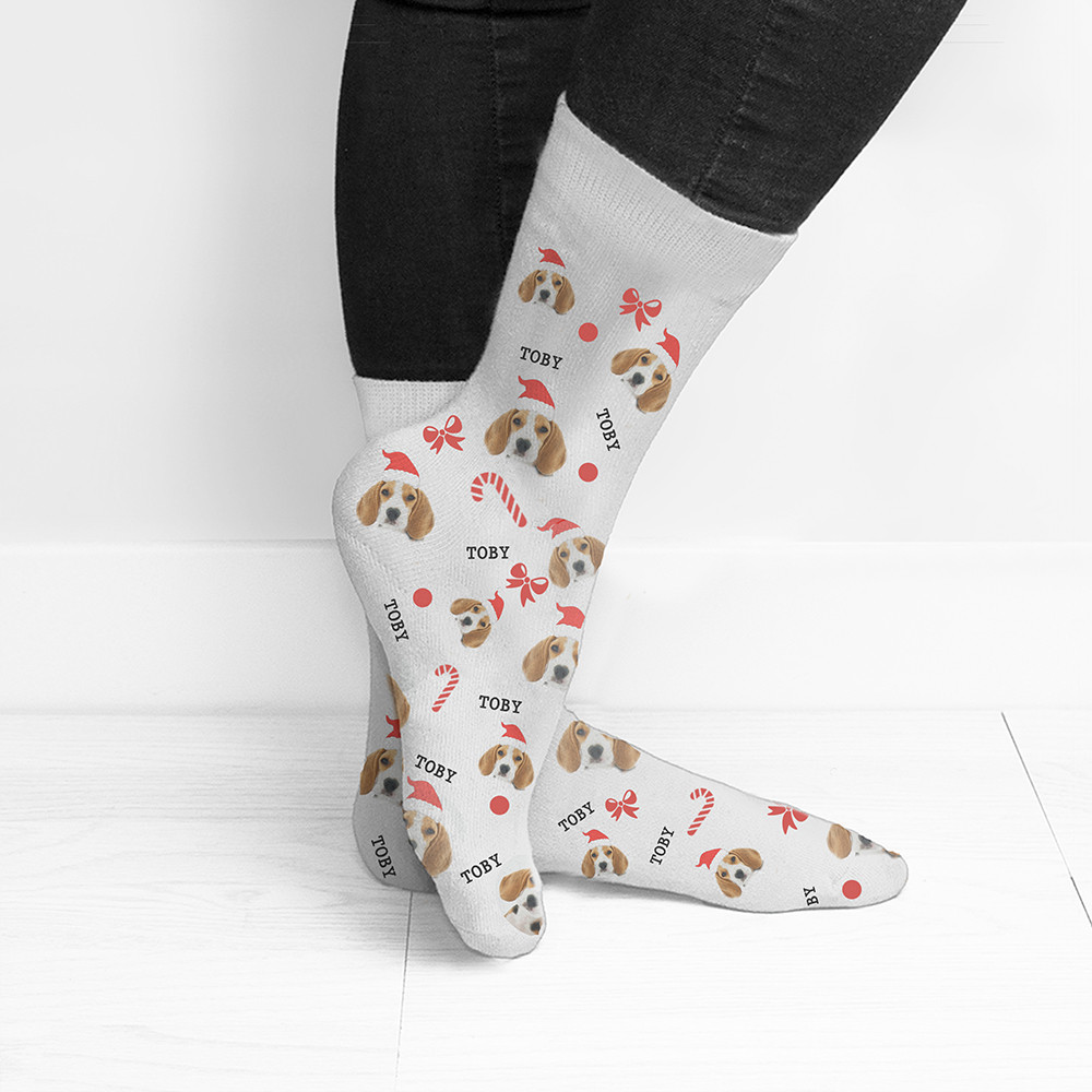 Personalised Christmas Pet Photo Socks Mens