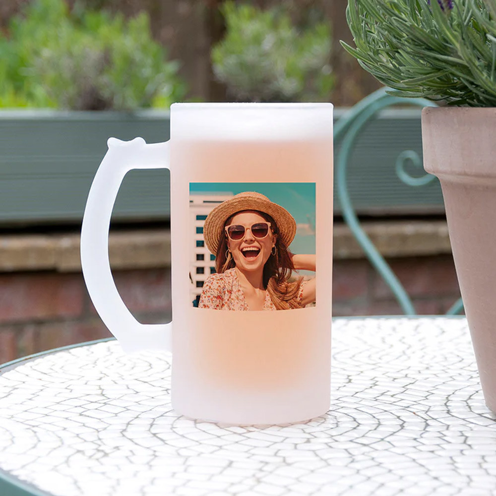Personalised Photo and Message Frosted Stein for Her
