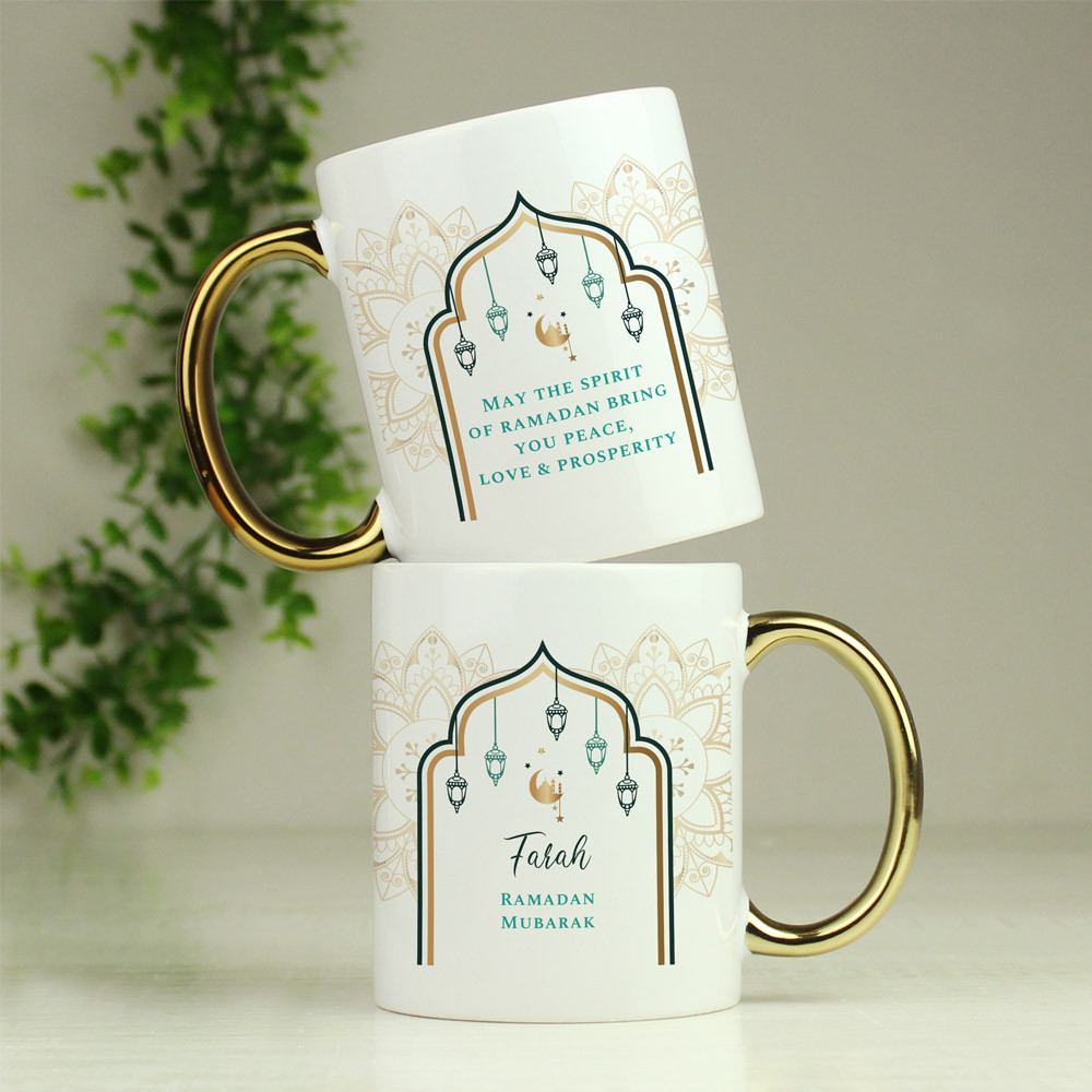 Personalised Eid & Ramadan Gold Handled Mug