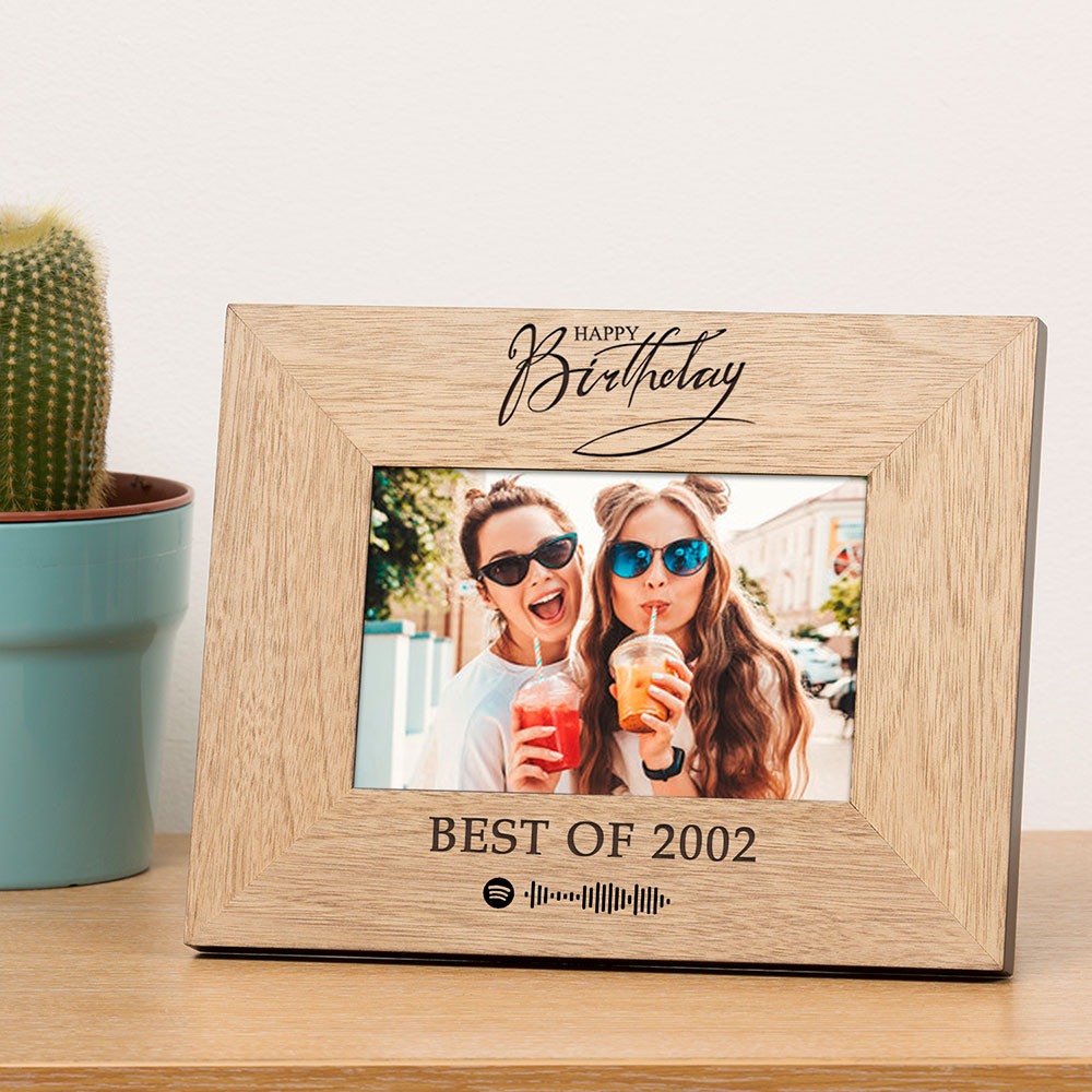 Personalised Happy Birthday Playlist Wooden Frame