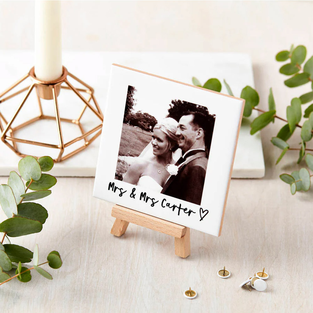 Personalised Ceramic Wedding Photo and Mini Easel