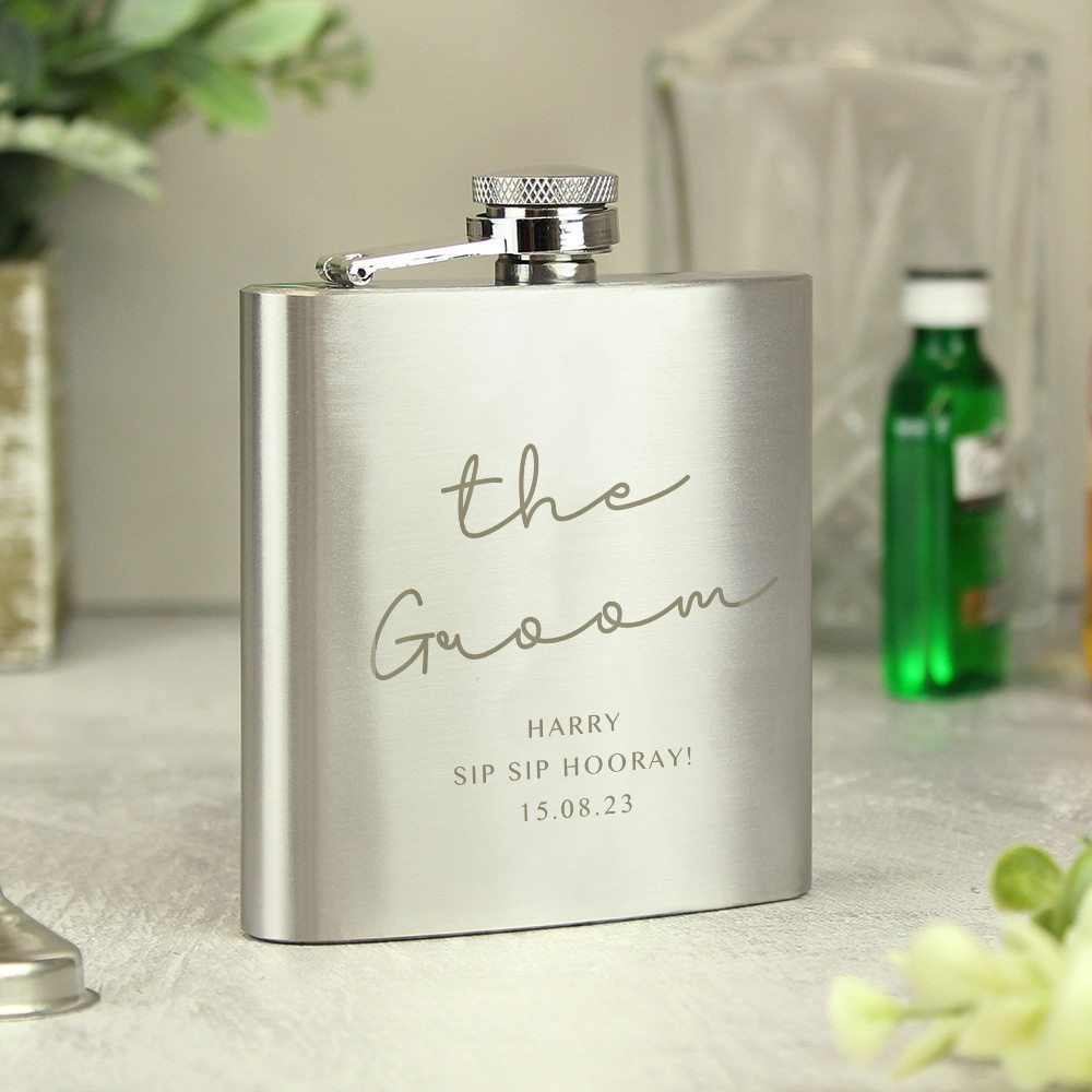 Personalised The Groom Hip Flask