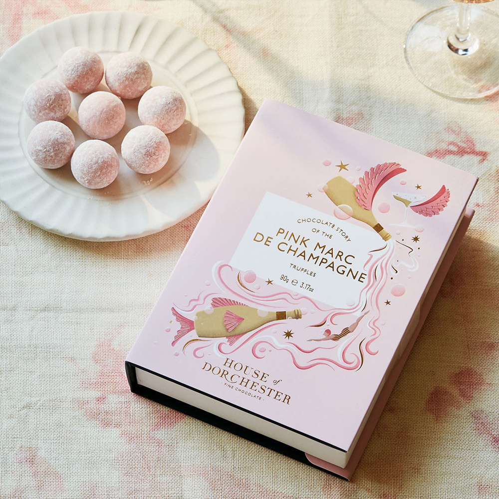 Pink Champagne Truffles Book Box 90g