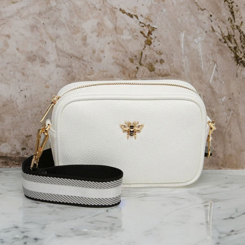 Alice Wheeler Mini Mayfair White Crossbody Bag