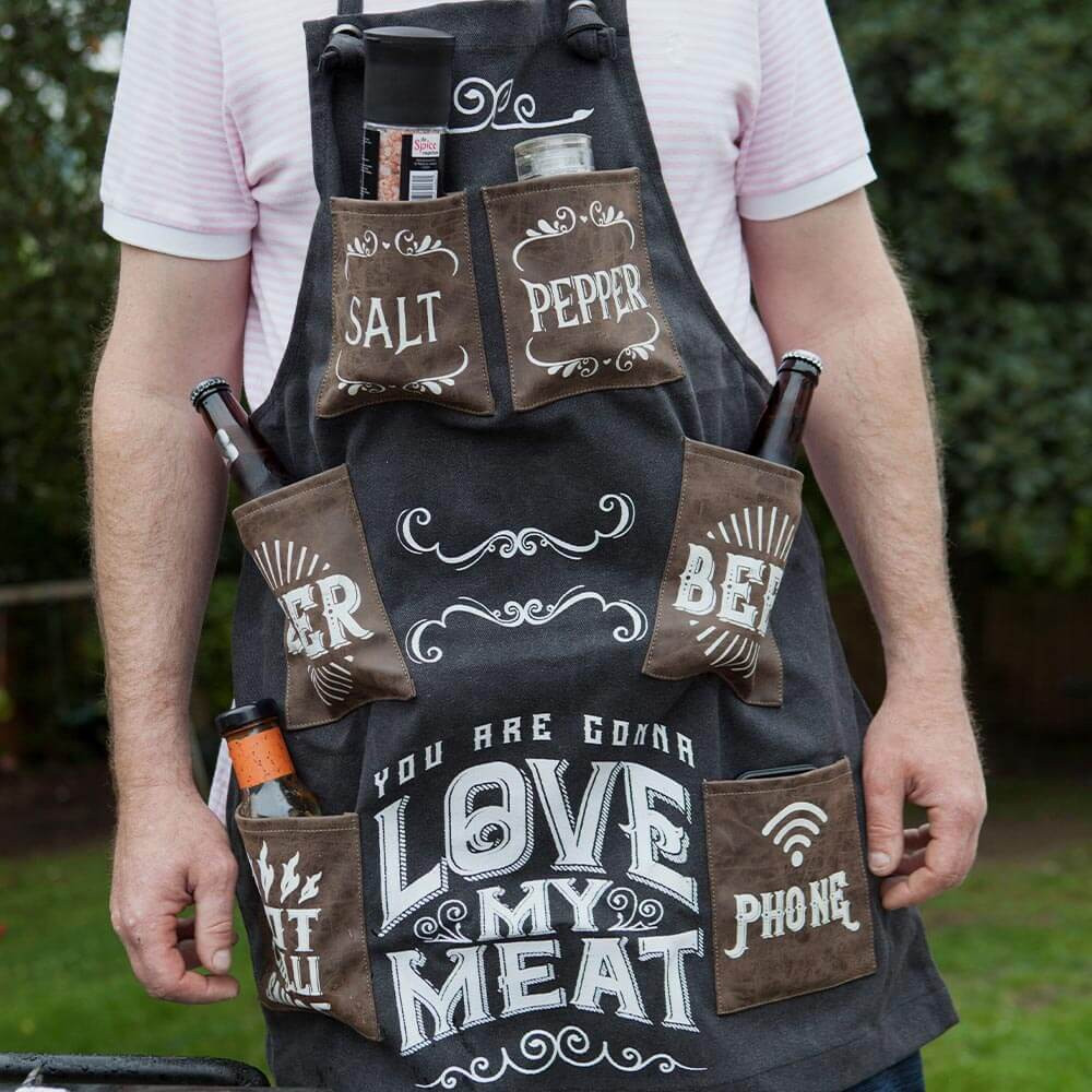 Mans Canvas Apron - Love My Meat