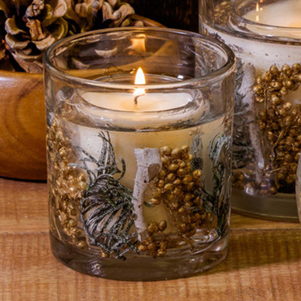 Prezzybox Green/Amber/Light Frosted Woods Gel Candle