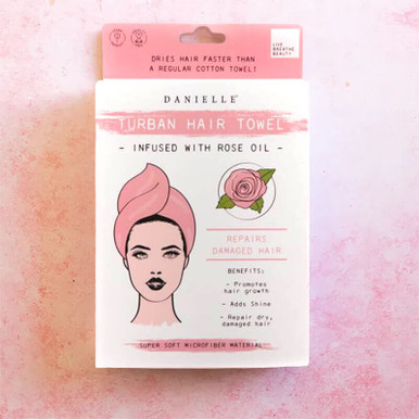 Click to view product details and reviews for Rose Oil Infused Turban Hair Towel.