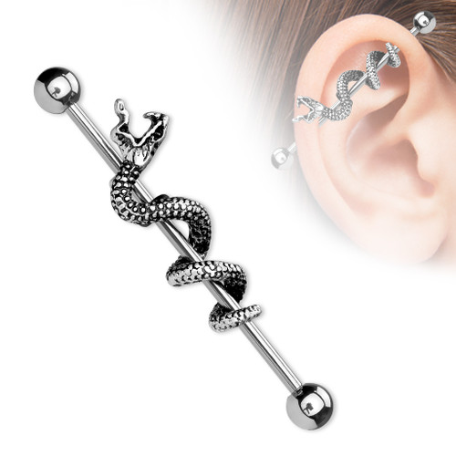 316L Surgical Steel Industrial Barbells with Snake
