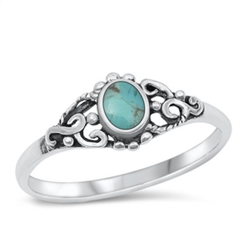 Genuine Turquoise Silver Stone Ring
