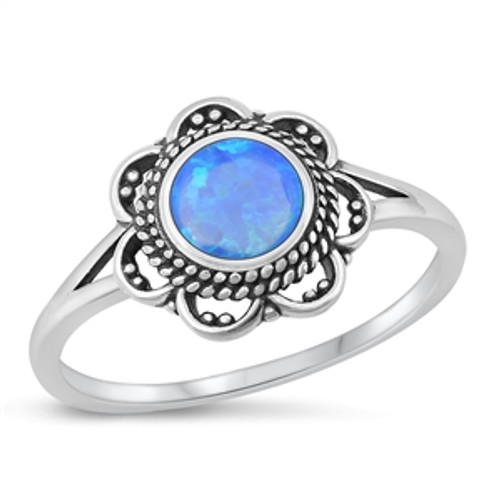 Silver Lab Opal  blue Ring