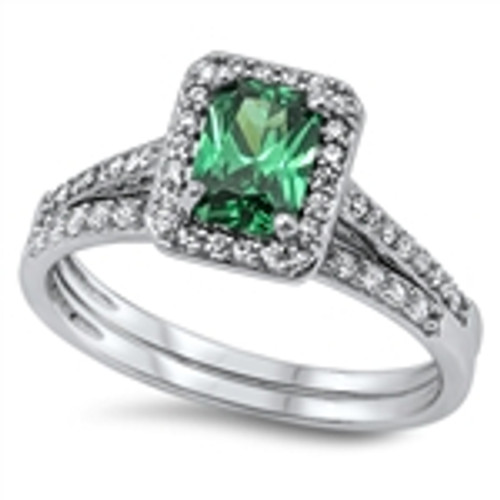 Emerald Set Sterling Silver Ring