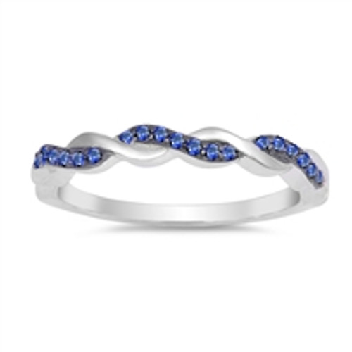 Blue Sapphire CZ Silver CZ Ring