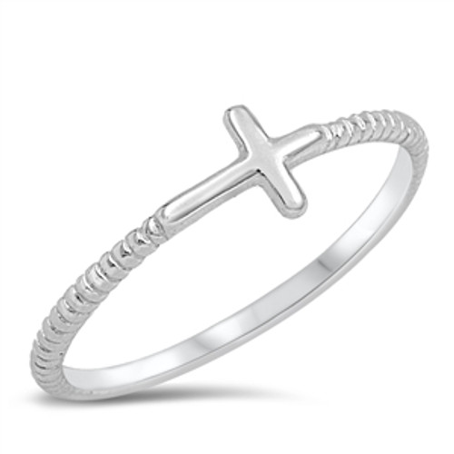 Silver Ring - Sideway Cross