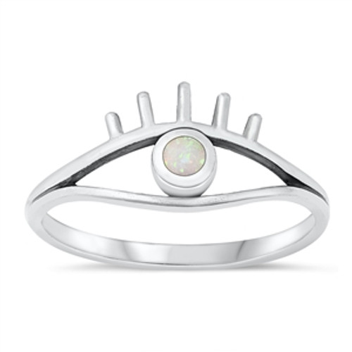 Silver Lab Opal Ring Evil Eye