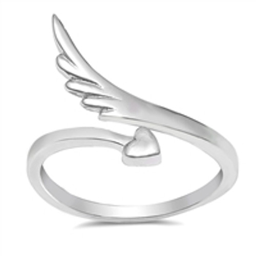 Silver Ring - Heart and Wing