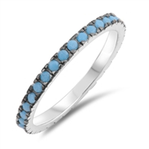 Nano Imitation Turquoise Silver CZ Ring