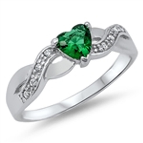 Copy of Silver CZ Ring - Emerald Heart
