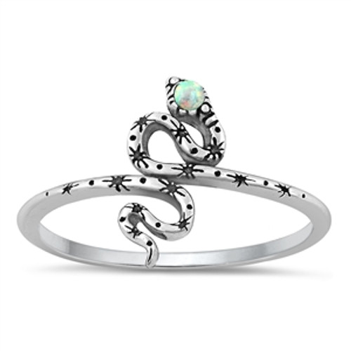 Silver Lab Opal Ring - Snake