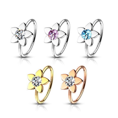 Flower Top 20ga 316L Surgical Steel Nose Hoop Rings