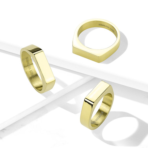 Flat Square Bar 316L Stainless Steel Rings in Three Colors