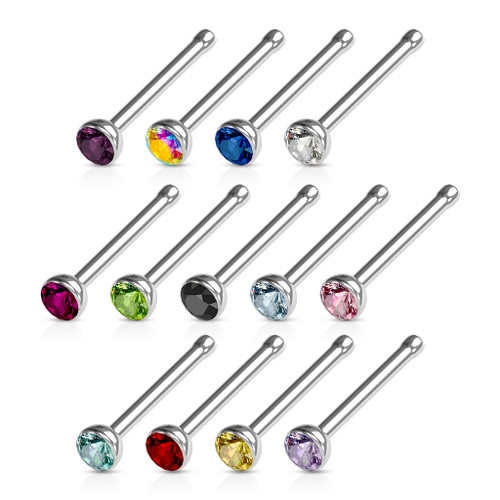 Press Fit Gem Set Ball 316L Surgical Steel Nose Stud Rings