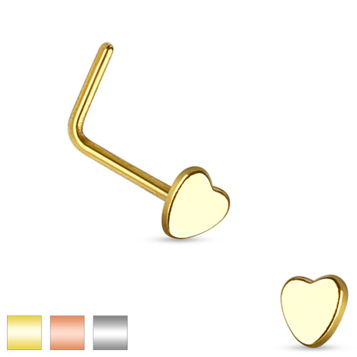 Heart Top 316L Surgical Steel L Bend Nose Ring