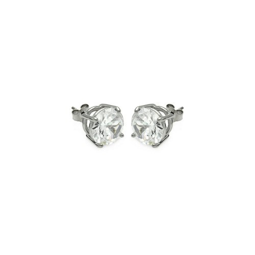 Sterling Silver CZ Simulated diamonds Studs 10mm Round or Princess