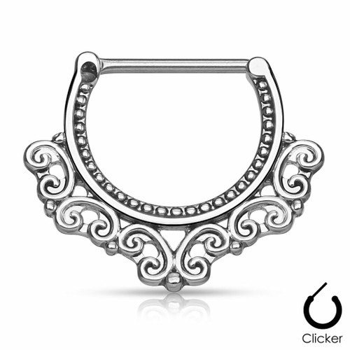 Tribal Hearts Filigree 316L Surgical Steel  Septum Clickers