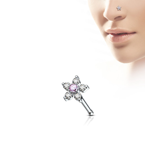 CZ Flower 316L Surgical Steel Nose Bone Stud