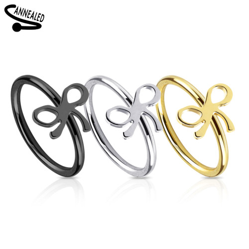 Ribbon IP Over 316L Surgical Steel Nose Ring