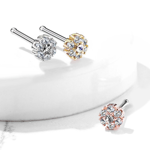 CZ Cluster Flower 316L Surgical Steel  Nose Stud Rings