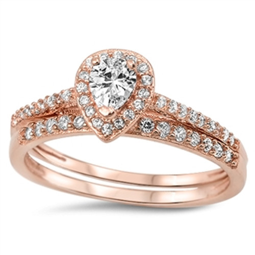 Rose Gold Plated Pear 2 set Ring